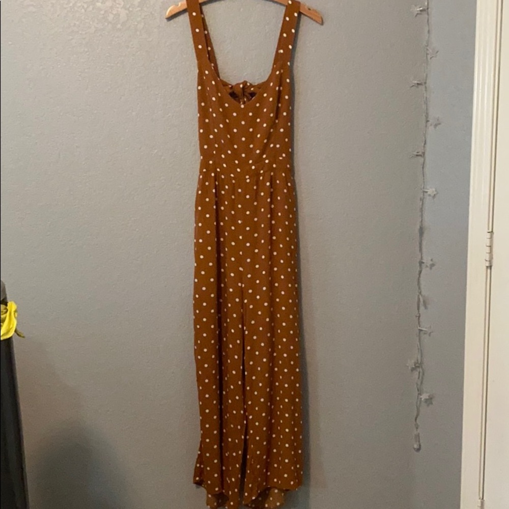 Rust polka dot jumpsuit